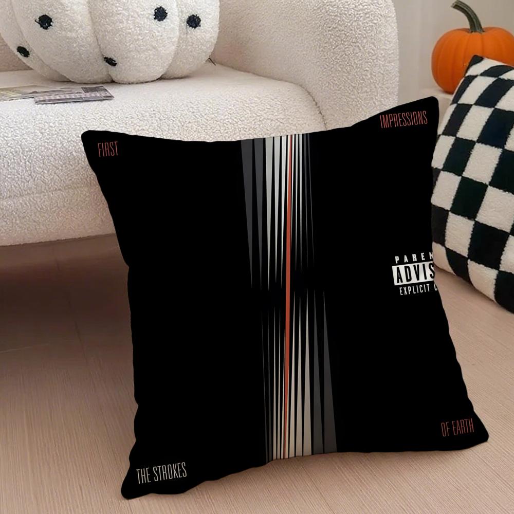 Rock Band The Strokes Album Pillow Case Anti-dustmite Pillowcase Invisible zipper silky short plush Sofa cushion cover