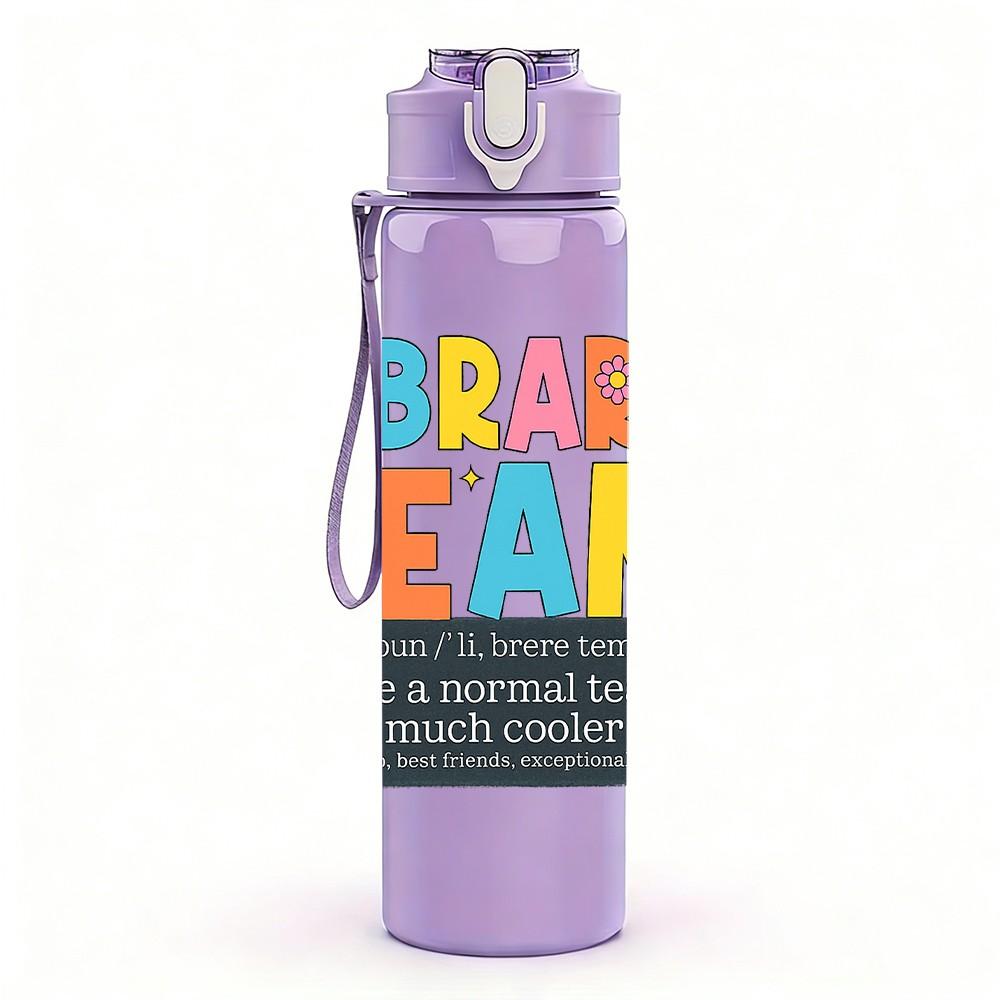 1PC Library Team Book Lover Text Print 750ml Color Plastic Sports Water Bottle Leakproof Flip Straw Lid Suitable for Sports Office Home Use