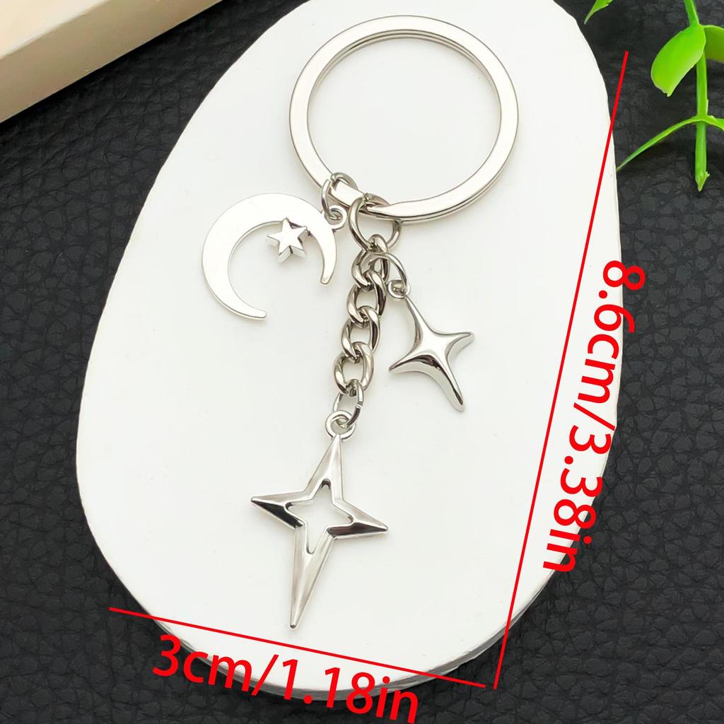 Creative Fashion Zinc Alloy Keychain with Moon and Star Pendant
