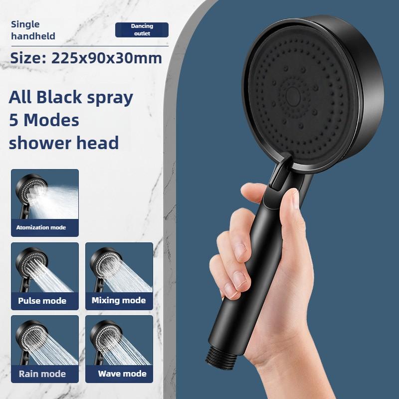 

5 Modes Adjustable Shower Head Pure Heated High Pressure Water Massage Shower Head Hook Hose Bathroom Accessories