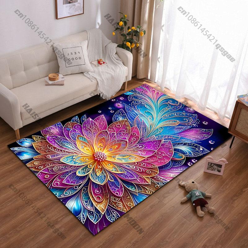 Colorful Intricate Floral Design Carpet Yoga Living Room Room Decor Children's Crawling Mat Doormat Area Rug Games Mat