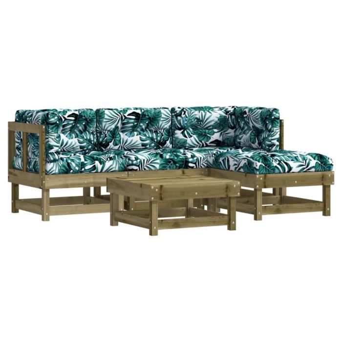 VidaXL Garden Lounge Set 5 Pcs with Cushions Impregnated Pine Wood 3185793
