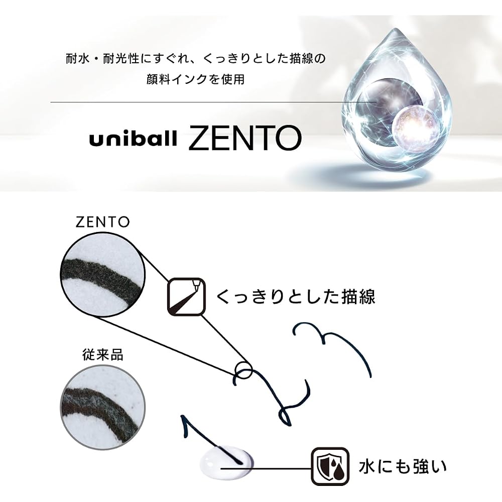 Mitsubishi pencil, water-based ballpoint pen, uniball, Zento, basic 0.7, red, 10, UBNZS07.1510P
