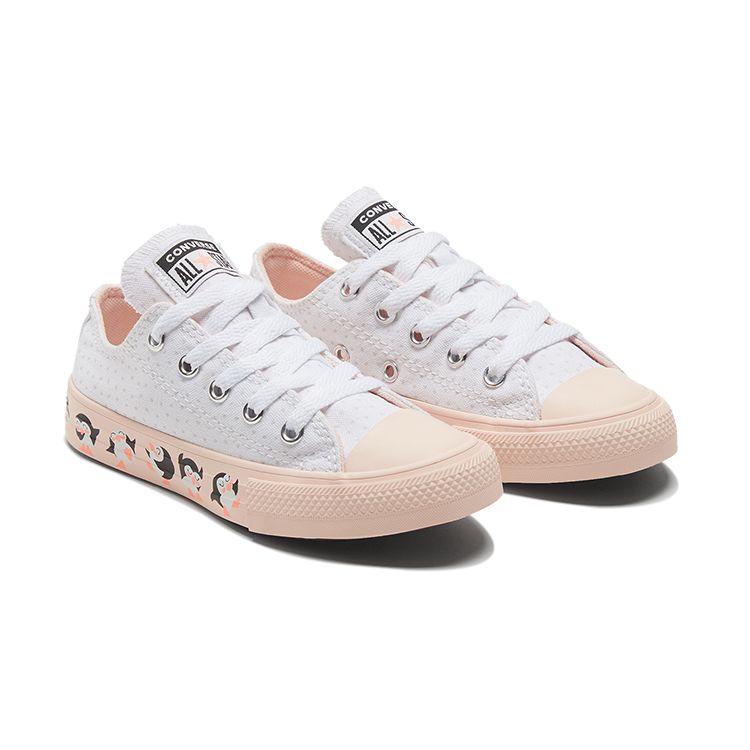 Converse Chuck Taylor All Star Canvas Comfortable Low Top Kids Canvas Shoes Kids Sneakers White Pink 669291C