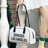 New MLB Artificial Leather Shoulder Bag Shoulder Bag Toast Bowling Bag Unisex Cream White 3ABQL014N-07CRM