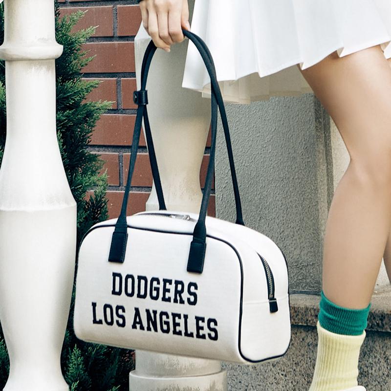 New MLB Artificial Leather Shoulder Bag Shoulder Bag Toast Bowling Bag Unisex Cream White 3ABQL014N-07CRM
