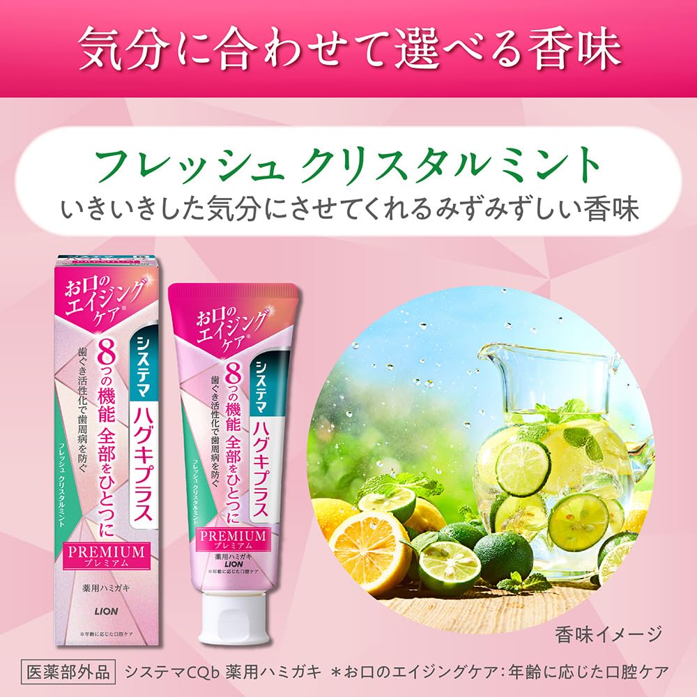 Systema Haguki Plus Premium Fresh Crystal 95g x 2 packs Toothbrush [Quasi-drug] Toothpaste, Mint, +