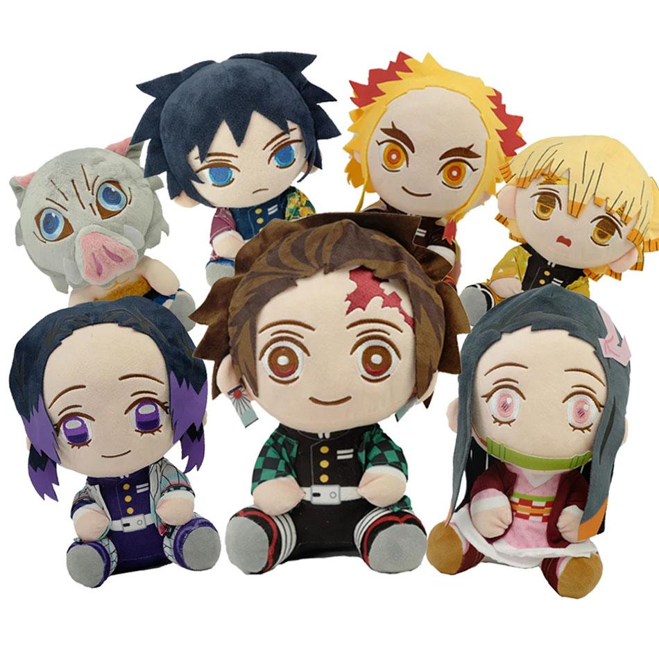 Horké 20cm Japonské Anime Demon Slayer Tomioka Giyu Kamado Tanjirou Kamado Nezuko Agatsuma Zenitsu Plyšové Hračky Panenka Peluche Dárek pro Ženy