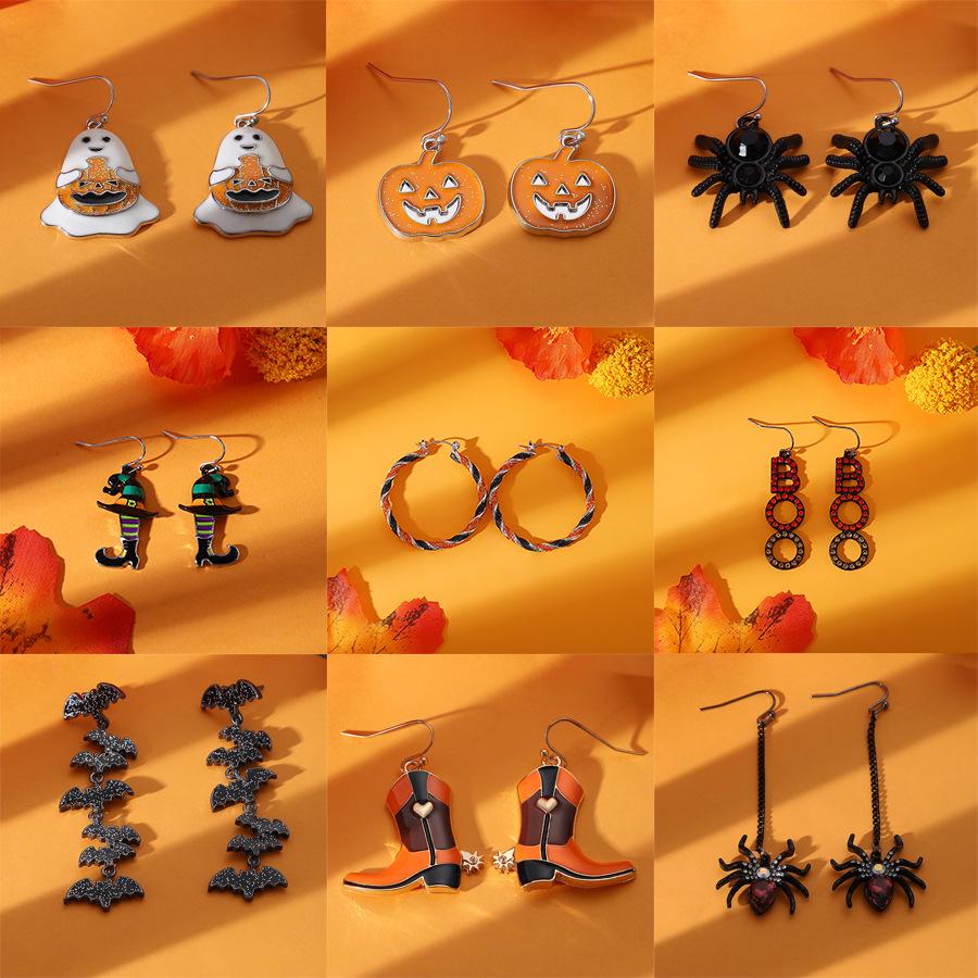 

Womens Halloween Earrings: Funny Little Devil, Bat, Spider, and Pumpkin Designs