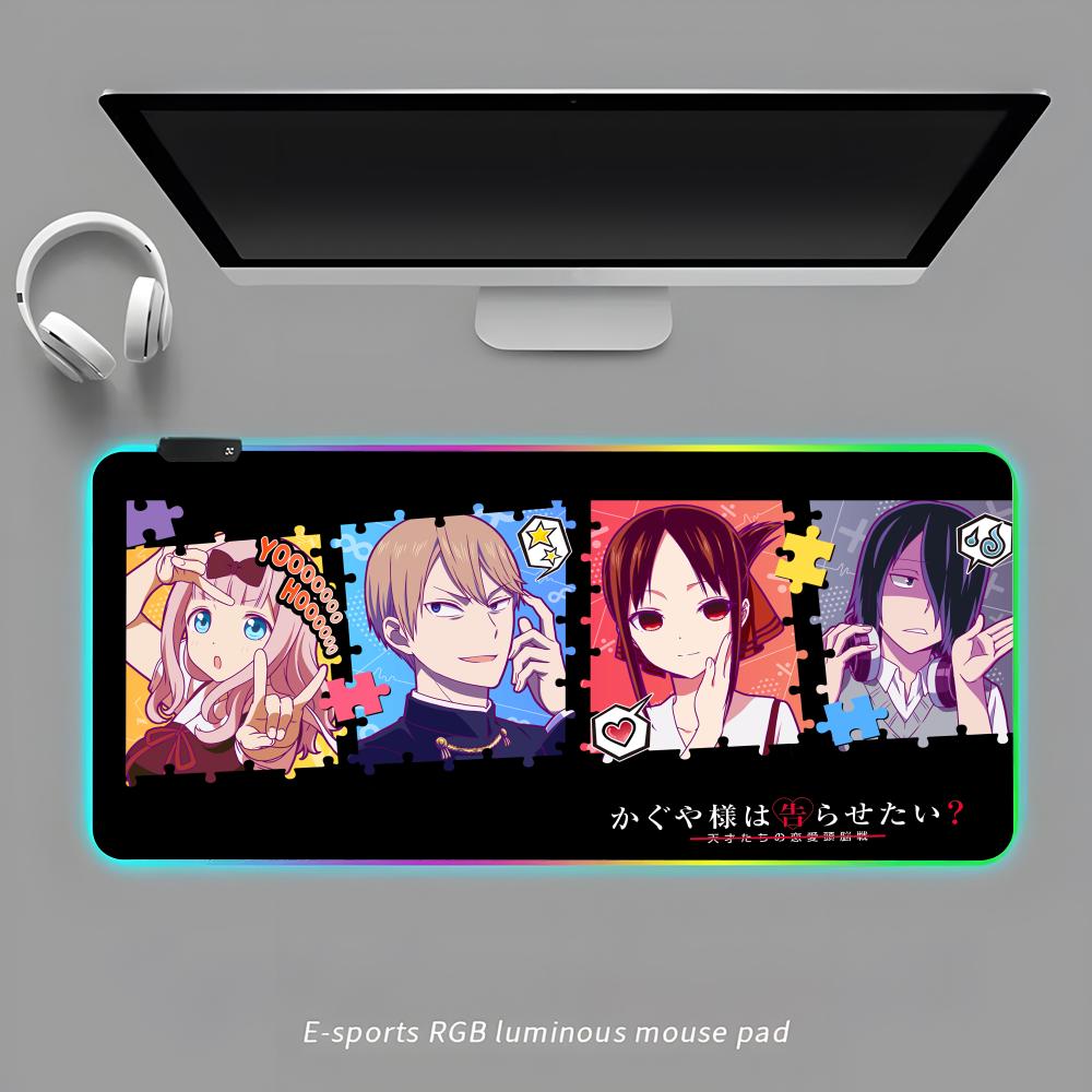 

Kaguya-sama Love Is War Коврик для мыши RGB Игровой коврик для мыши Настольный коврик HD Геймерский Большой светодиодный свет XXL Коврики для мыши RGB600x300x3mm