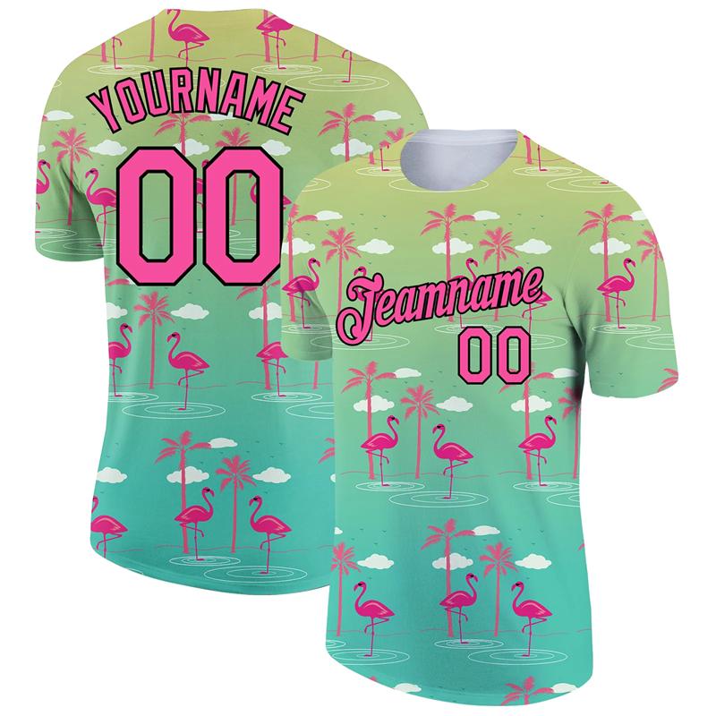 Hawaiian Style Palm Trees Print Custom Name Men's T-shirt Summer Street Cool Trend Sport Short Sleeve Basketball Top