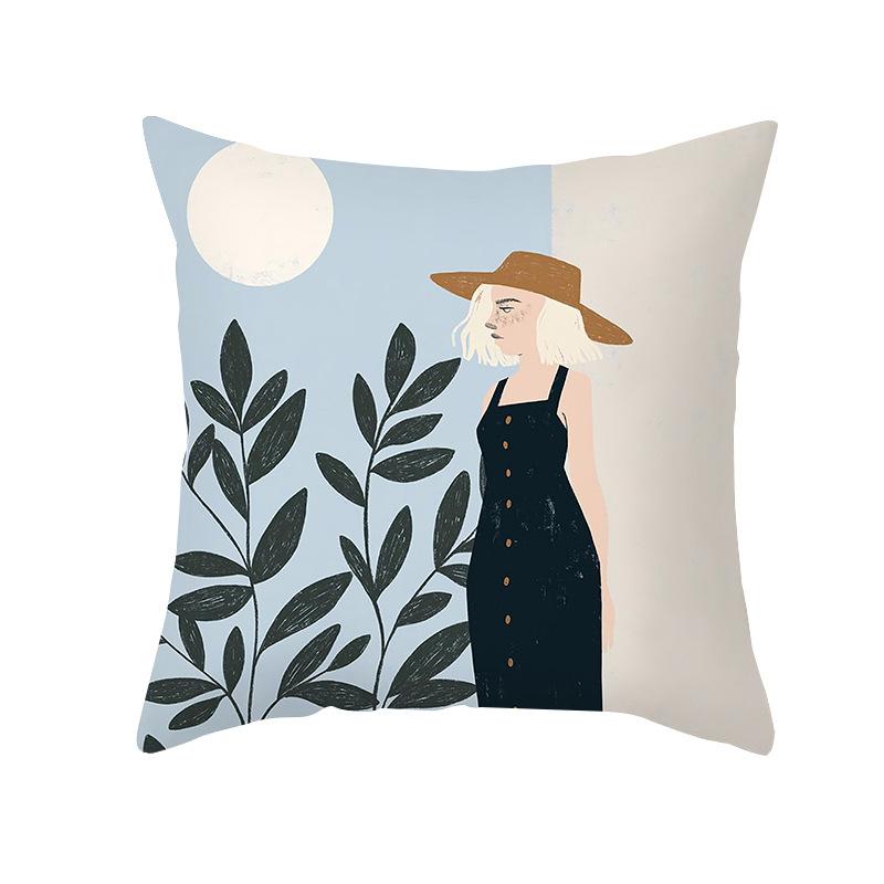 Modern Minimalist Artistic Style Throw Pillow Covers With Short Plush Printed Fabric For Home Living Room Sofa Cushion Cover