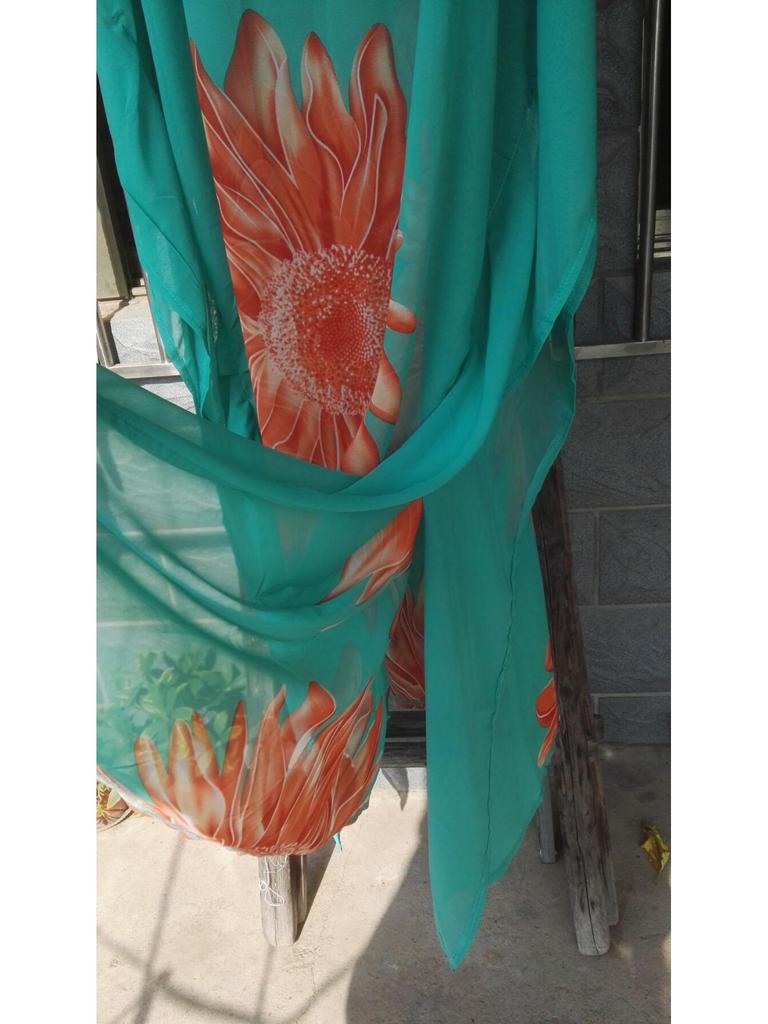 Chiffon Print Loose Robe Bikini Cover-Up
