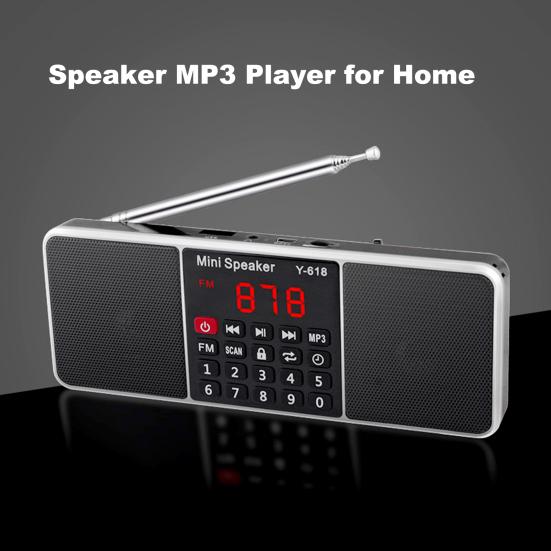 Y-618 FM Radio Portable Support TF Card USB Drive 2 Inch Mini Digital Stereo Speaker MP3 Player for Home