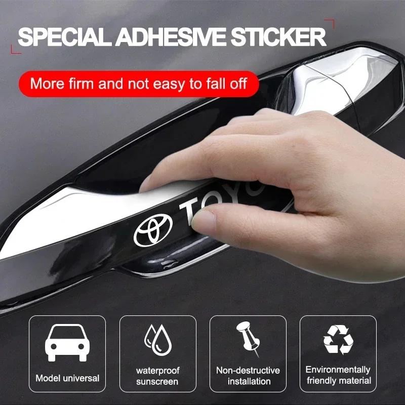 4Pcs Car Door Handle Stickers Tire Rear View Mirror Decals Emblem for Toyota Gr Trd Yaris Hilux Corolla Prius Avensis Emblem Auris Rav4