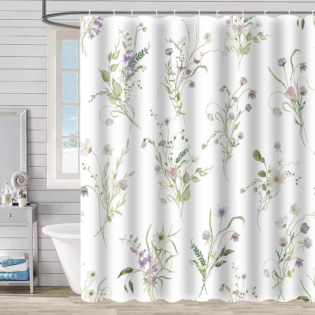 Shower Curtain Waterproof And Mildew-Proof 3D Digital Printing Plant Printing Shower Curtain Child Bathroom Partition Curtain