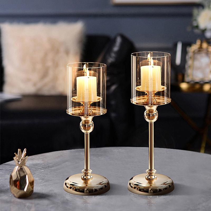 1 STK Kerzenlicht für Mittelstück Kerzenhalter Abendessen Foto-Requisiten Metall Glas Kerzenständer Europäische Heimdeko