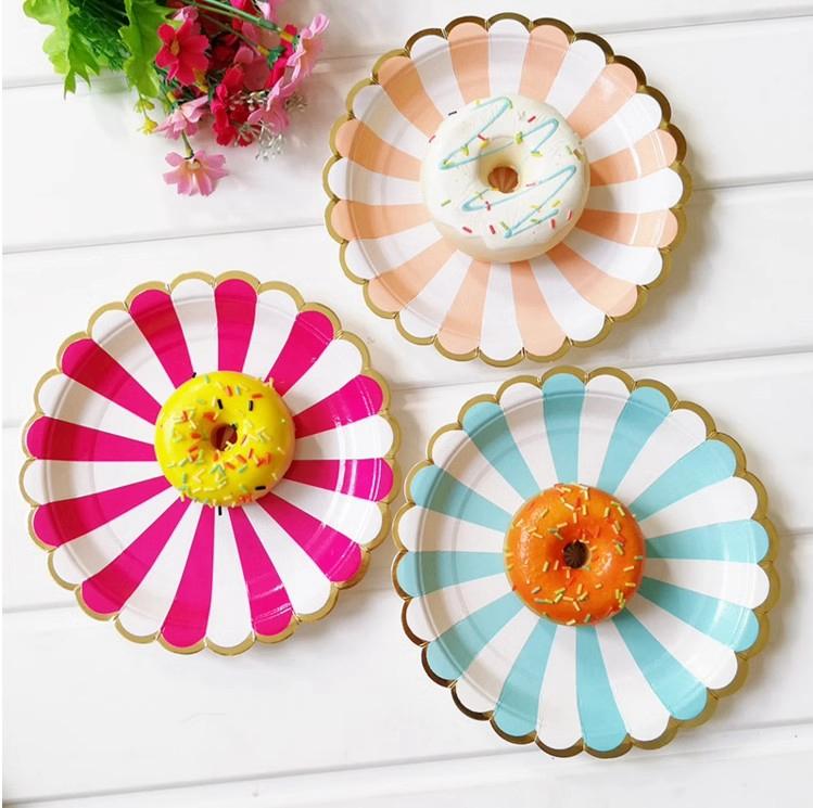 Birthday Disposable Tableware Set Pink Blue Green Plates Cups Napkins Tablecloth Girls Boys Birthday Party Decor Baby Shower