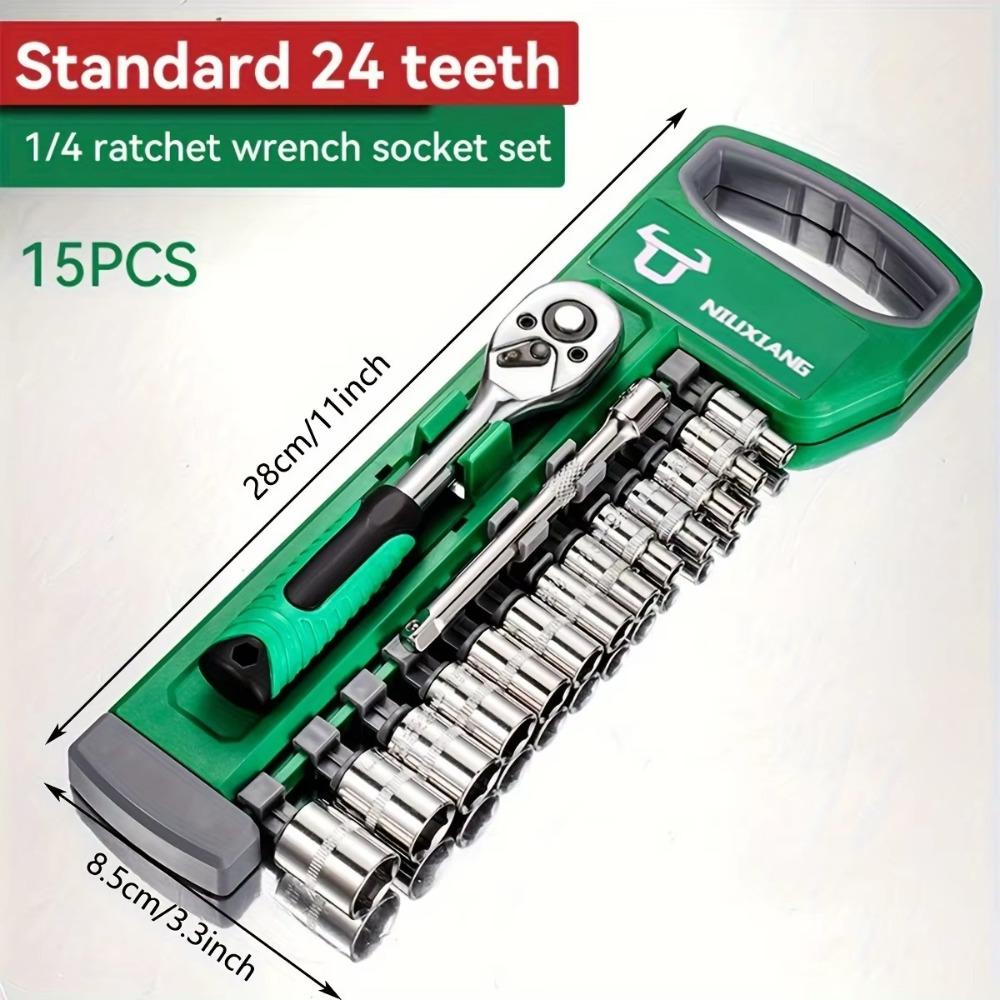

Short Long Ratchet Wrench Kit 1/4 Sleeve Spanner New Socket Wrench Set Wrench B
