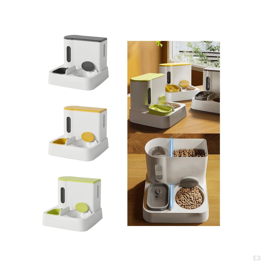 Automatic Cat Feeder and Waterer Set 2 in 1 Design Easily Clean Feeding Drinking Bowl