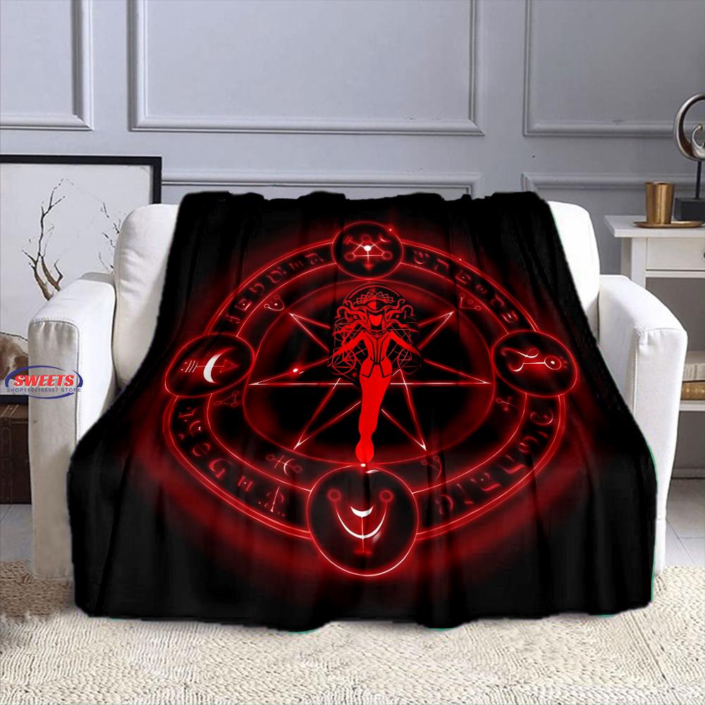 6 Size Warm and Cozy Flannel Blanket, Pentacle Symbol Goat Head Blanket, Sofa Bedroom Office Leisure Nap Cover Blanket,Nice Gift