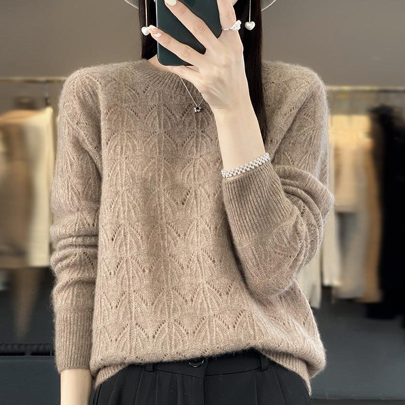 Un Nuovo Maglione da Donna Lavorato a Maglia Autunnale e Invernale con Scollo Rotondo, Maniche Lunghe, Casual, Semplice e Largo come Strato Base