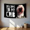 "Welcome To My Crib" Dog Meme Tapestry, Funny Wall Hanging For Living Room And Bedroom, Dorm, Party, Unique Home Decor
