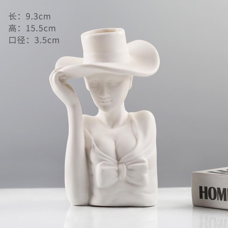 

NEW Nordic Ins Creative Ceramic Vase Dry Flower Ornaments Art Face Flower Ornaments Living Room Home Soft Decorations Ornaments