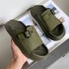 Slippers men's new outer wear casual sports thick-soled wear-resistant wading one-word beach shoes 371217 olive green-J