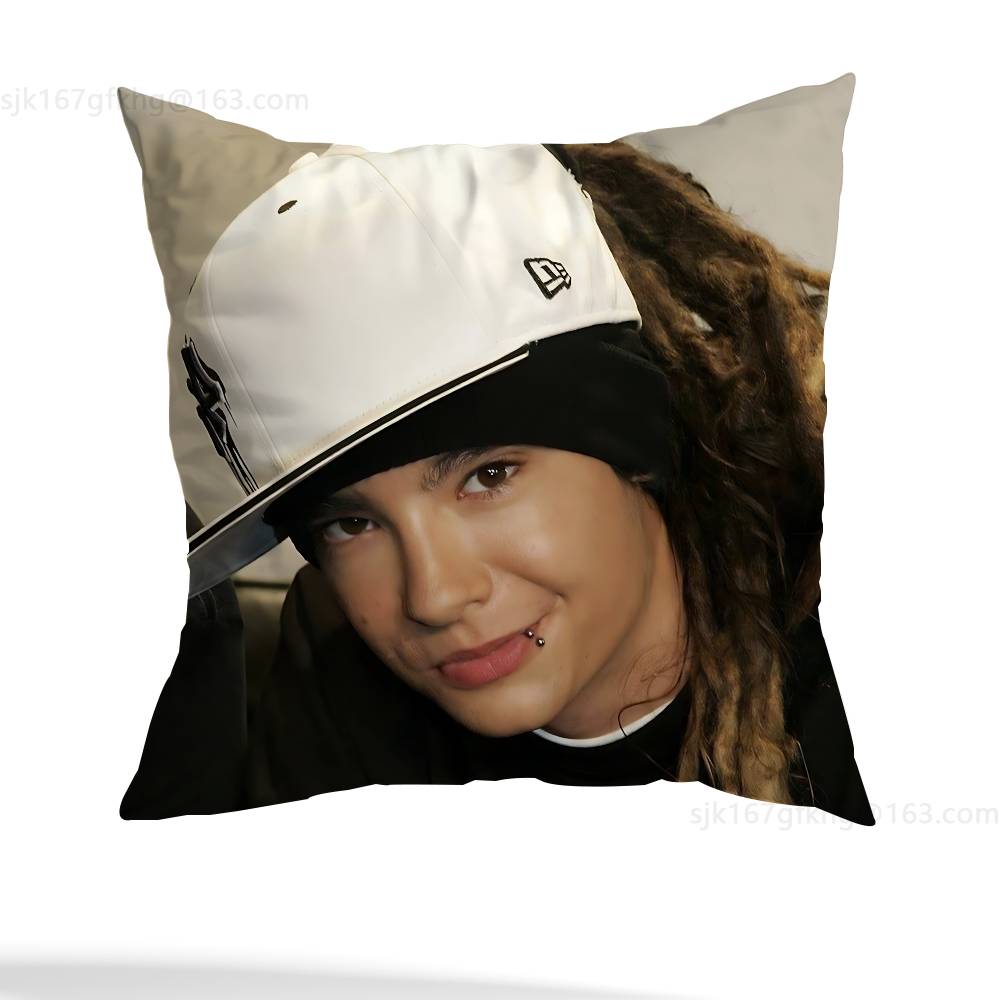 Federa Cuscino Quadrata Stampa Double-Sided Peluche Corto Copricuscino Divano Camera da Letto Comodino T-Tom Kaulitz Bill Kaulitz