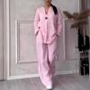 European and American Women's Comfortable Cotton and Linen Casual Set: Loose Top and Wide-leg Pants (2025 Collection)