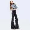 American gray camouflage overalls women's new elastic high-waisted narrow version thin and slightly pulled pants camouflage trousers