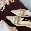 Sheepskin version~ Naked pink high heels women's pointed heads, thin heels, not tired feet, bag head sandals, summer bows