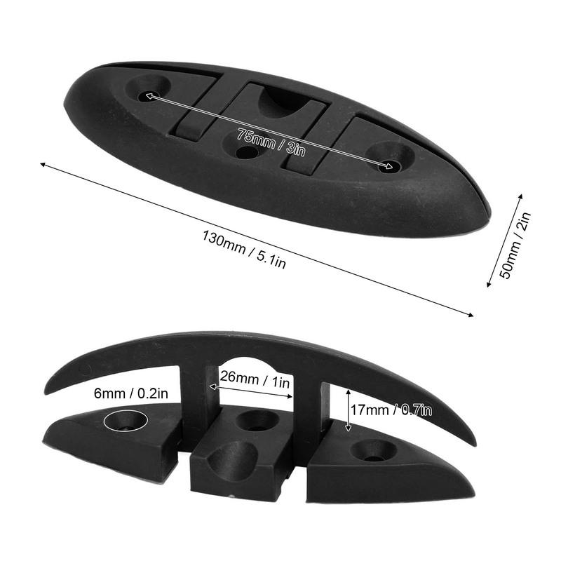 4PCS Boat Folding Cleat 5in Nylon 3 Hole High Strength Black Flip Up Dock Cleat For Yacht Boats Marine Hardware Accessories