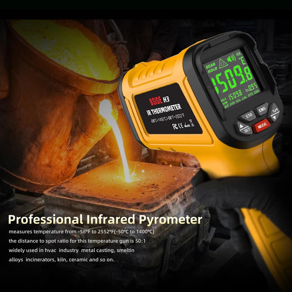 -50°C~1400℃ Digital Infrared Thermometer Professional 50:1 Industrial Temperature Meter Non-contact Laser Thermometers Pyrometer