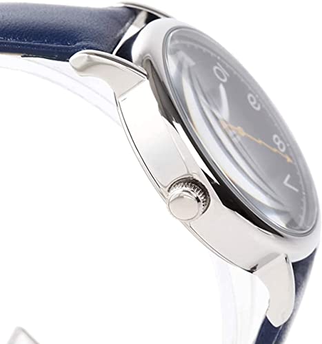 Anticlockwise Reverse Watch, Japanese Quartz Movement, Blue Genuine Leather Band (Blue)