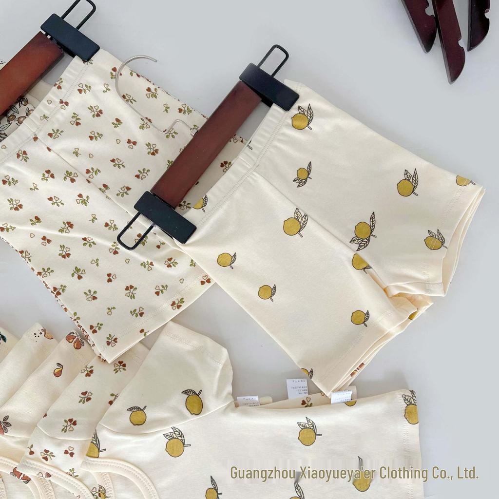 Danish-style Cotton Girls' Summer Pajama Set - Short Sleeve