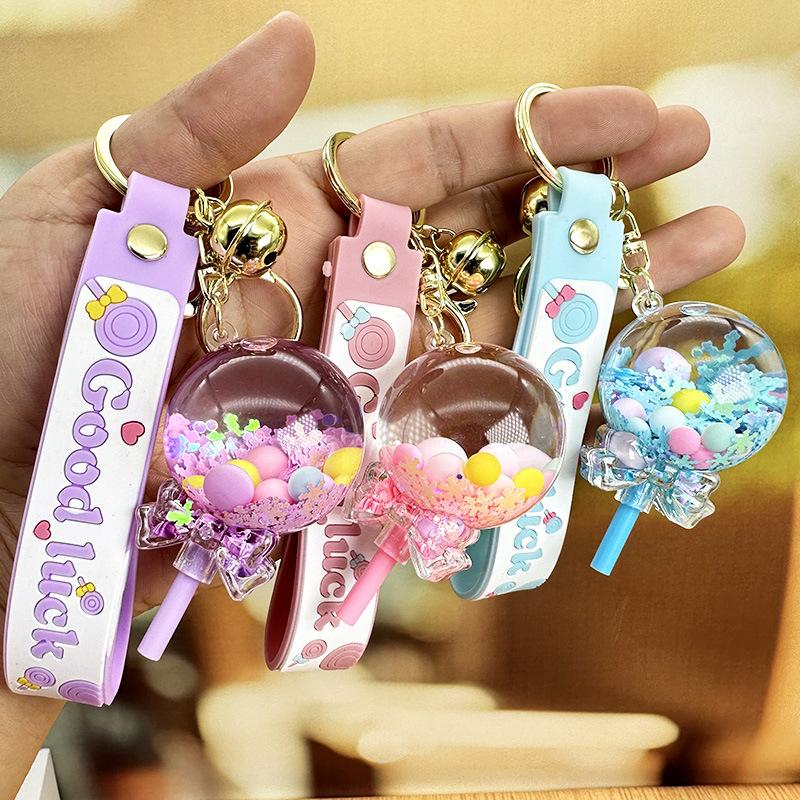 Liquid Quicksand Bottle, Lollipop, Cute Colored Beans, Keychain, Women'S Exquisite Schoolbag Pendant, Children'S Women'S Pendant, Small Gift.