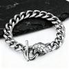 Rock Punk Men's Snake Head Chain Bracelet,11MM Stainless Steel Thick Chain Wristband,Birthday Party Gift for Him