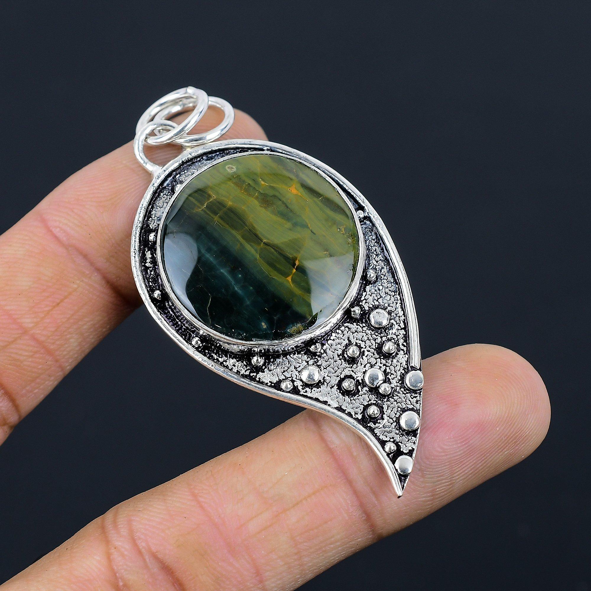 

Подвеска из натурального океанического яшмового камня, ювелирное изделие из стерлингового серебра 925 пробы для девочек