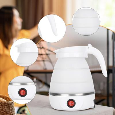 Travel Folding Electric Kettle 600ml Silicone Lightweight Small Water Boiler White