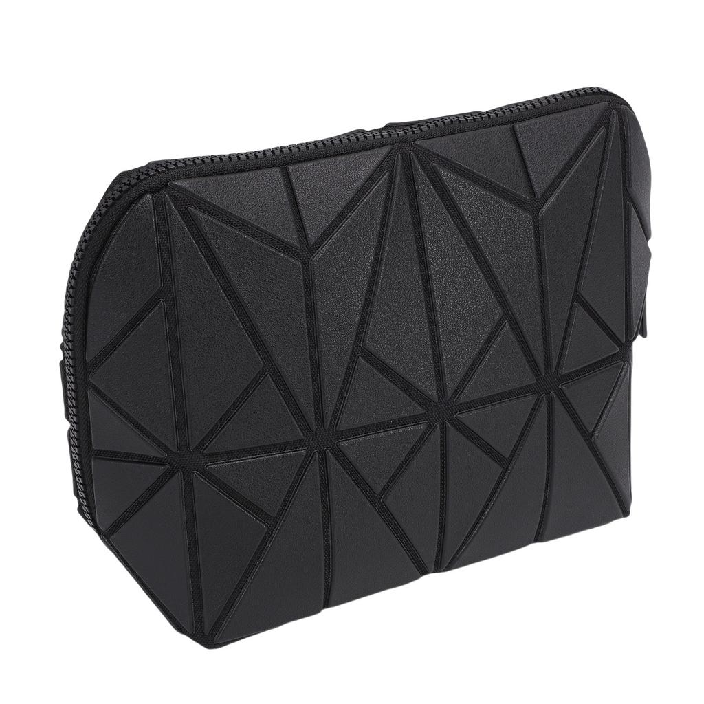 Standing Makeup Bag Foldable Water Proof PVC Travel Cosmetic Organizer One Press Open with Hard Base Detachable Divider