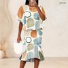Women Plus Size Printed Round Neck Batwing Short Sleeve Ruffle Hem Top Fishtail Skirt Two Piece Set