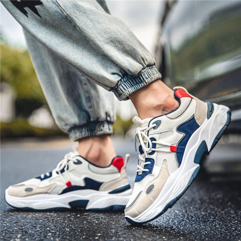 Fashion Cushioned Insole Mesh Upper Men's Casual Sneakers Running Miked Colour Breathable Simple On Clearance Korean Male Sports Shoes