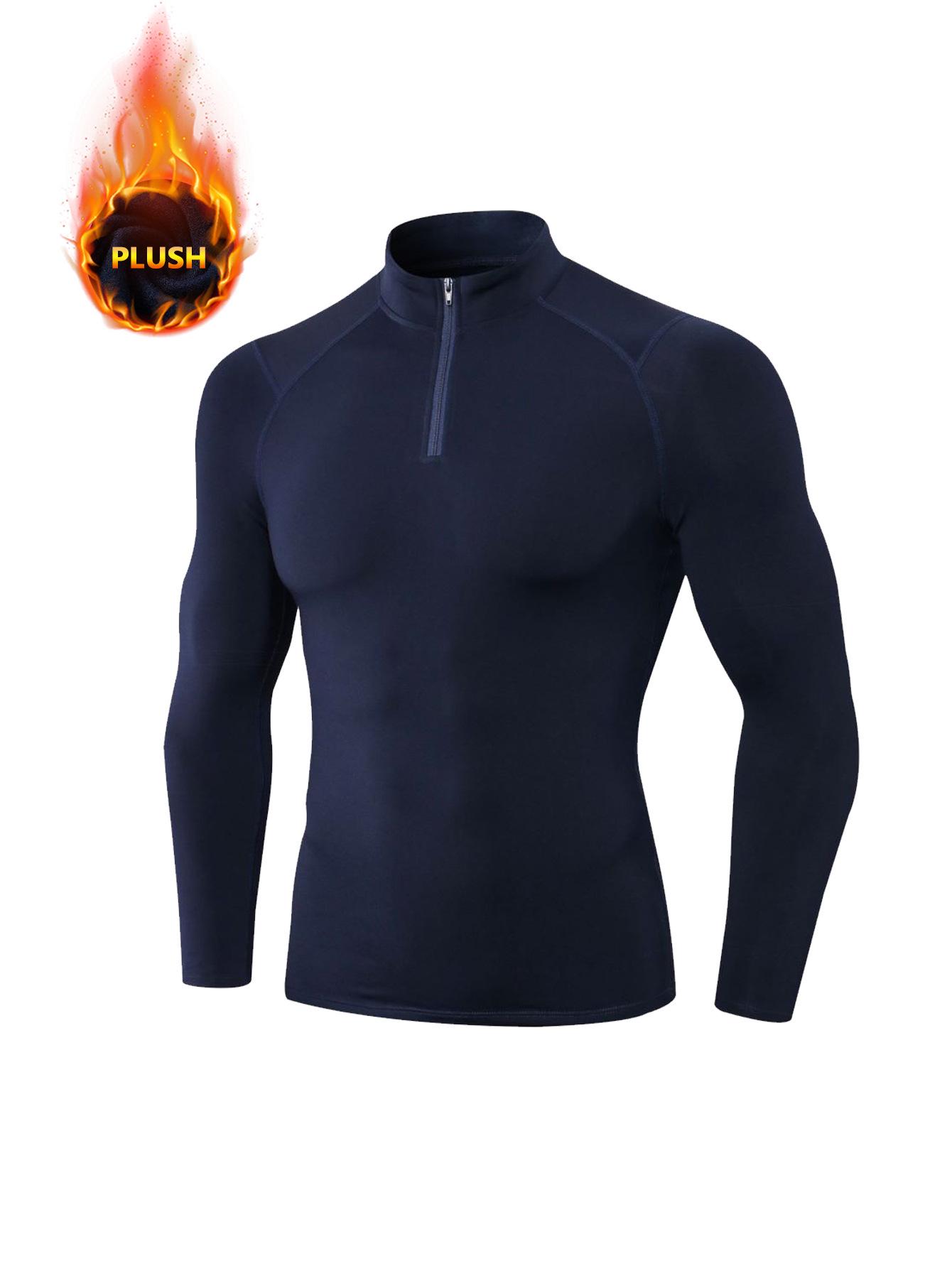 

Мужская спортивная куртка на флисовой подкладке со стойкой воротником для фитнеса, бега и велоспорта Large темно-синий