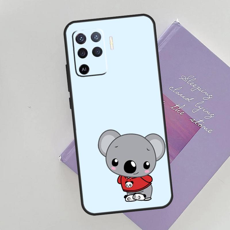 Cute Cartoon Koala Phone Case For Oppo A74 A53 A54 A94 A15 A16 A17 A52 A72 A76 A96 A57S A58 A78 A98 Back Cover