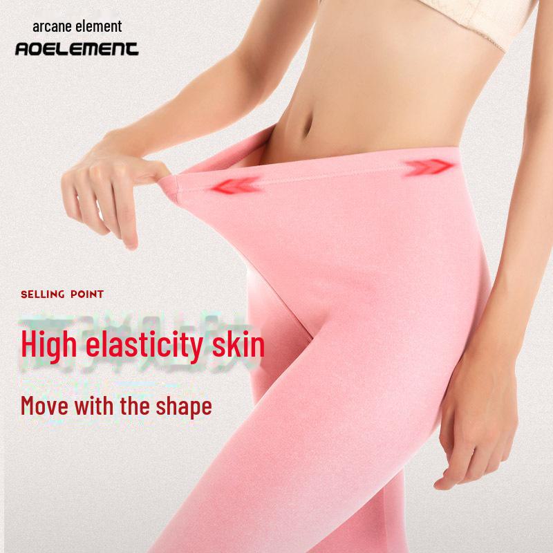 Pantalon thermique slim sans coutures pour femme – Sous-vêtement en velours et coton pour l'automne et l'hiver