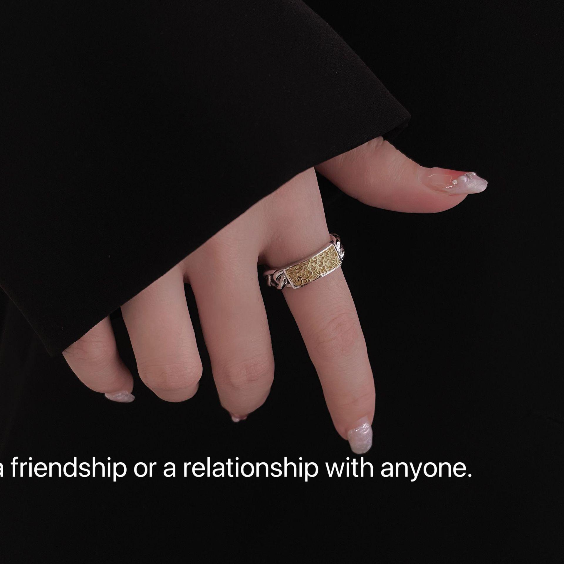 

Two-Tone S925 Sterling Silver Arabesque Open Ring - High-End Light Luxury Design