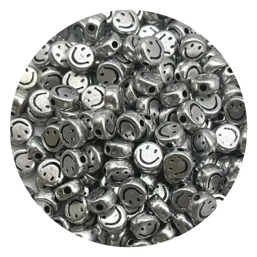 100-500PCS Mixed Colorful Acrylic Happy Face Beads Acrylic Smiling Face Spacer Beads for Bracelet Necklace DIY Jewelry Making