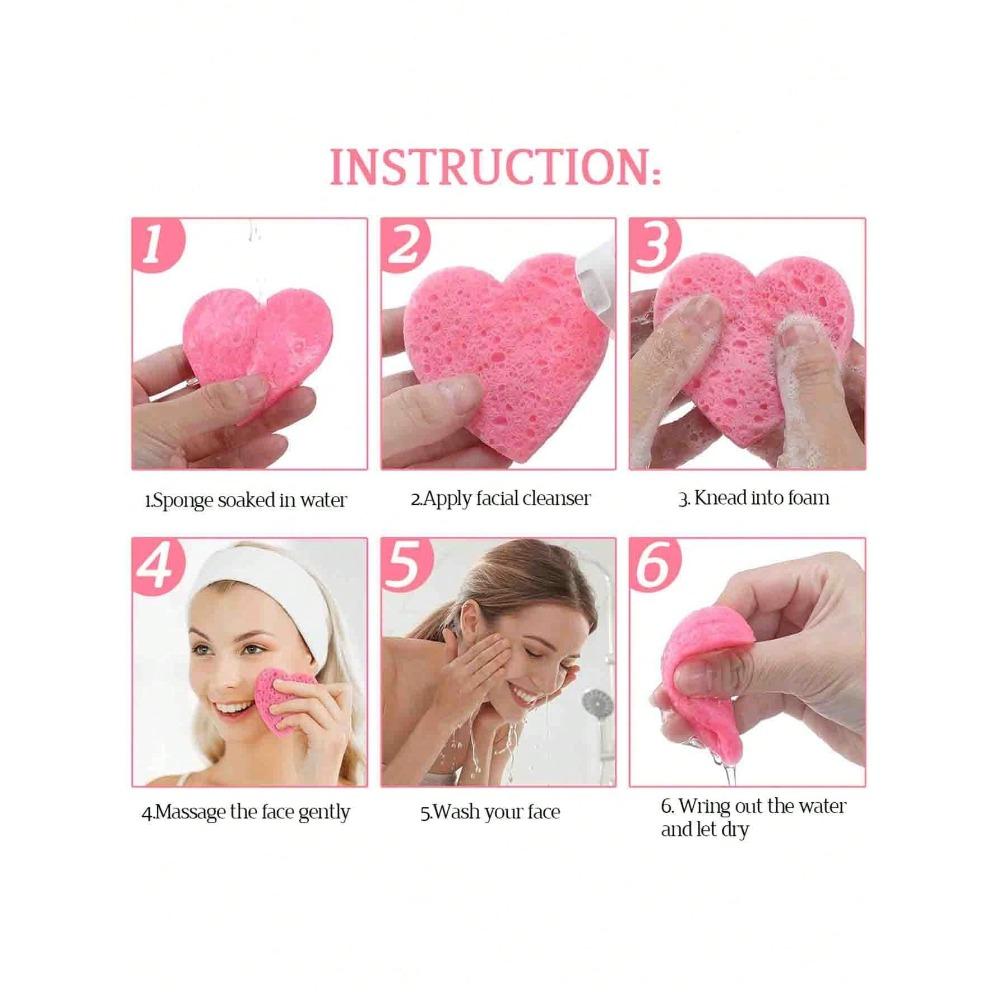 10/20/50PCS Compressed Heart-Shaped Facial Sponges Natural Wood Pulp Face Wash Puff Foaming Face Cosmetic Face for Home OrTravel